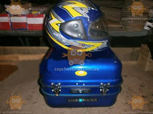 Багажник мото (кофра) DELTA железная синяя со шлемом