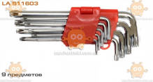 Набор ключей шестилучевых Г-образных TORX Т10-Т50, 9шт короткие RB-018