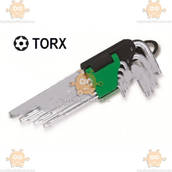 Набор ключей шестилучевых Г-образных TORX Т10-Т50, 9шт средние с отверстием