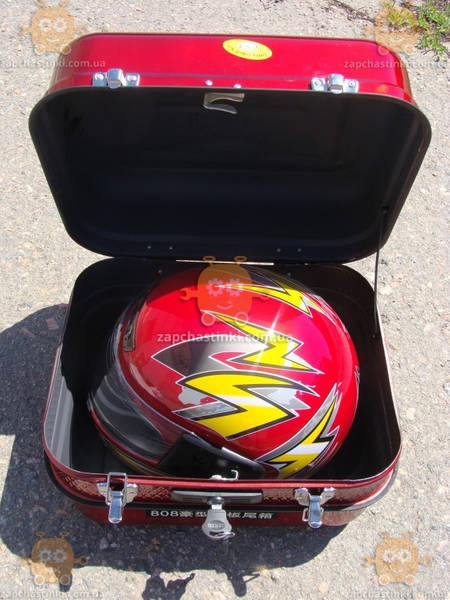 Багажник мото (кофра) DELTA Дельта (железная красная с шлемом) (пр-во Тайвань) ПД 68354 - фото №3