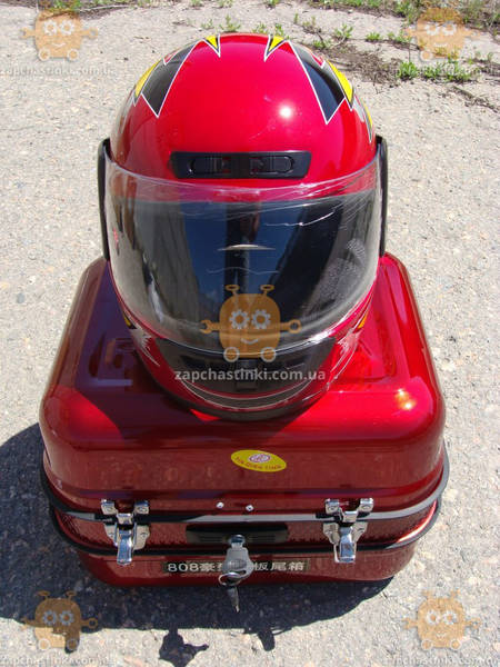 Багажник мото (кофра) DELTA Дельта (железная красная с шлемом) (пр-во Тайвань) ПД 68354 - фото №4