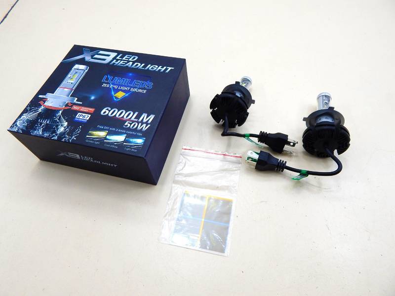 Светодиодные LED лампы H4 6000K 6000LM 50W (9, 12-24V) (2шт с фильтрами) САМЫЕ МОЩНЫЕ! (пр-во HEADLIGHT X3) ТМ - фото