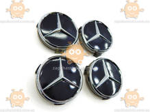 Эмблема колеса MERCEDES Мерседес ХРОМ черный (4шт) пластик (колпачки колеса для титанов) (диаметр ф75мм) 171103