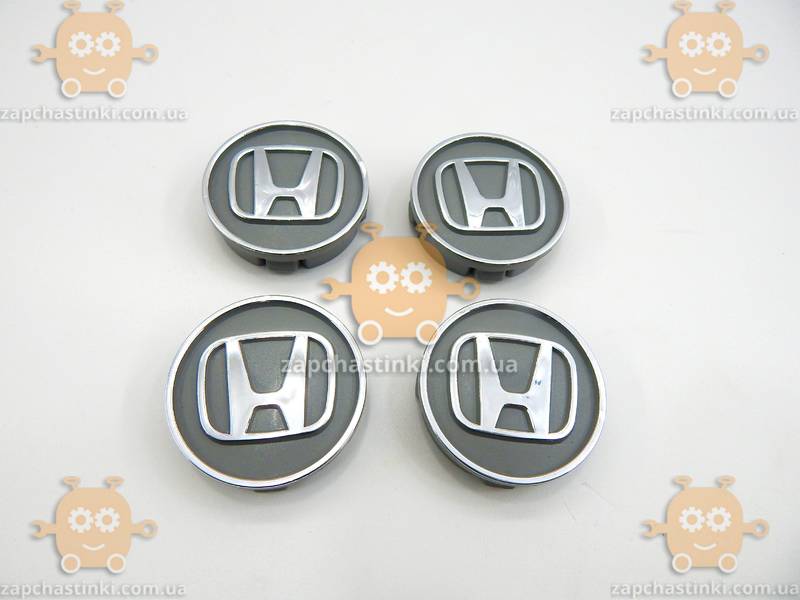 Эмблема колеса HONDA (4шт) СЕРЫЕ пластик (колпачки колеса для титанов) (диаметр ф60мм) 171103 - фото