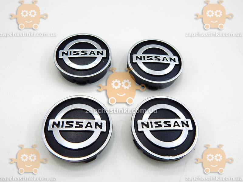 Эмблема колеса NISSAN (4шт) ЧЕРНЫЕ пластик (колпачки колеса для титанов) (диаметр ф60мм) 171103 - фото