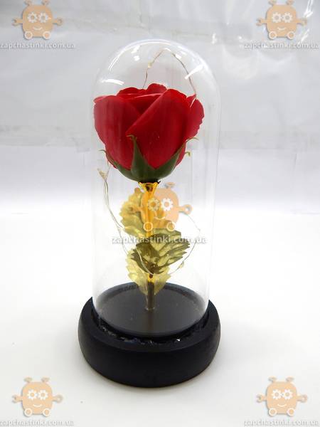 Роза в колбе с LED подсветкой МАЛЕНЬКАЯ КРАСНАЯ G 3540 - фото №3