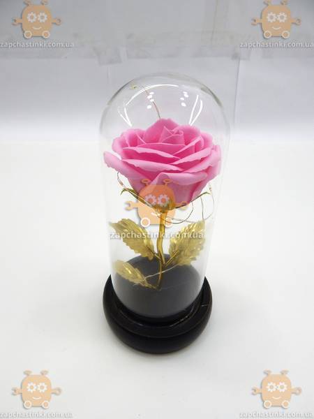 Роза в колбе с LED подсветкой МАЛЕНЬКАЯ РОЗОВАЯ № A54 G 3602 - фото №3