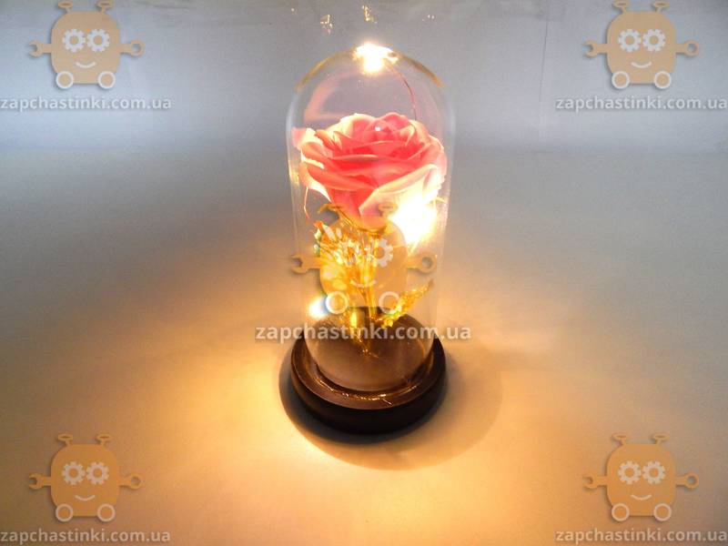 Роза в колбе с LED подсветкой МАЛЕНЬКАЯ РОЗОВАЯ № A54 G 3602 - фото №4