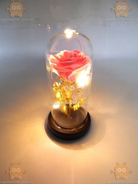 Роза в колбе с LED подсветкой МАЛЕНЬКАЯ РОЗОВАЯ № A54 G 3602 - фото №5