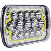 Фара LED прямоугольная 45W (15 диодов) (ближний + дальний) (+ LED кольцо белое) (198х140х69)+ крепление АТП LED-G02-7`+ring Предоплата
