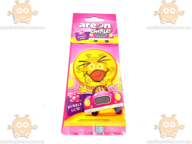 Ароматизатор на зеркало сухой Смайлик Bubble Gum Жевательная резинка (пр-во AREON) ПД 113635 - фото
