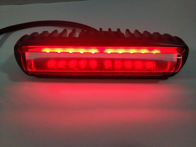 Фара LED прямоугольная 24W (10 диодов) 6D LENS (RED light police) + strobe light (новинка) АТП LED-FL-114 - фото