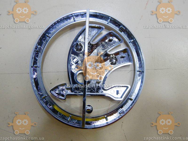 Эмблема SKODA (логотип) ХРОМ диаметр 90мм ПХ - фото №2