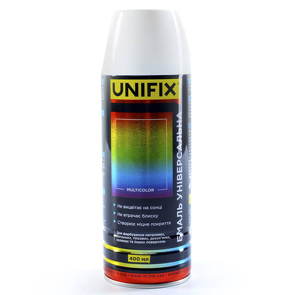 Краска универсальная 9003 белая МАТОВАЯ 400мл (эмаль) (пр-во Unifix Украина) ПД 315314 - фото