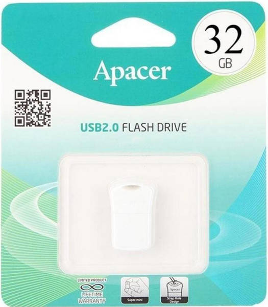 Флешка USB 2.0 32Gb mini white (флеш-память, накопитель) (пр-во Apacer Тайвань) ПД 211907 - фото