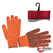Перчатки "Intertool" трикотаж с синей точкой, оранж (SP-0131)