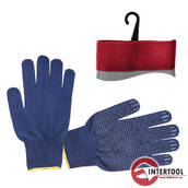 Перчатки "Intertool" трикотаж с синей точкой, синие (SP-0132)