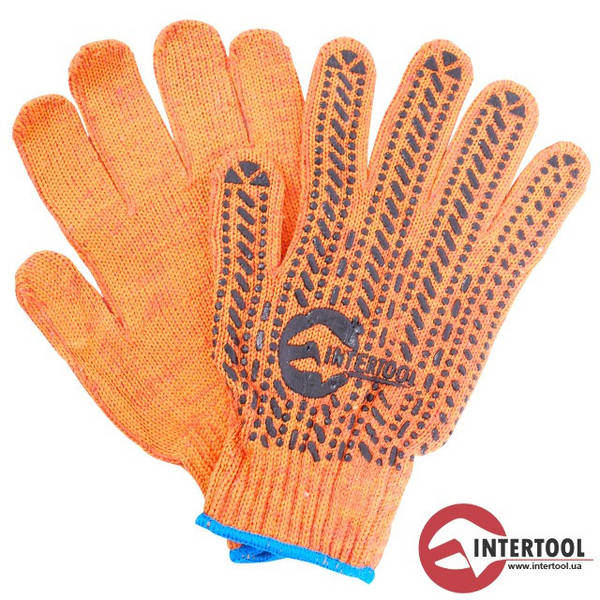 Перчатки "Intertool" трикотаж с черн. точкой, оранж. (SP-0135) - фото