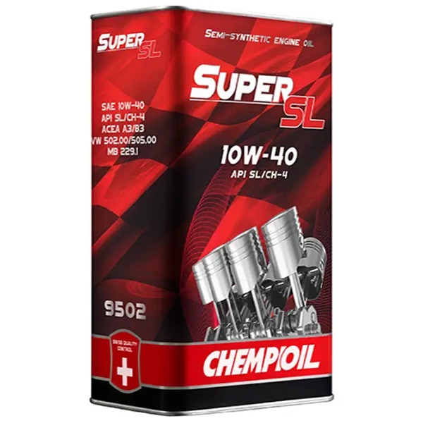 Масло моторное 10W-40 Super SL SL/CH-4, ACEA A3/B3 ПОЛУСИНТЕТИЧЕСКОЕ (metal) (4л) (пр-во Chempioil) ЗЕ - фото