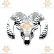 Наклейка 3D металлическая DODGE 5.3х4.5см СЕРЕБРО silver (эмблема, значок, надпись, логотип) (пр-во Тайвань)