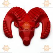 Наклейка 3D металлическая DODGE 5.3х4.5см КРАСНАЯ red (эмблема, значок, надпись, логотип) (пр-во Тайвань)