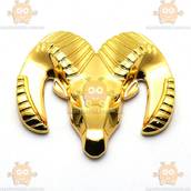 Наклейка 3D металлическая DODGE 5.3х4.5см ЗОЛОТАЯ gold (эмблема, значок, надпись, логотип) (пр-во Тайвань)