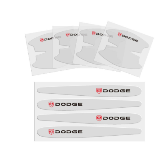 Защитные плёнки дверных ручек DODGE 8шт (4 наклейки под ручки+4 на ручки) TPU (полиуретан) (Завод) СН - фото