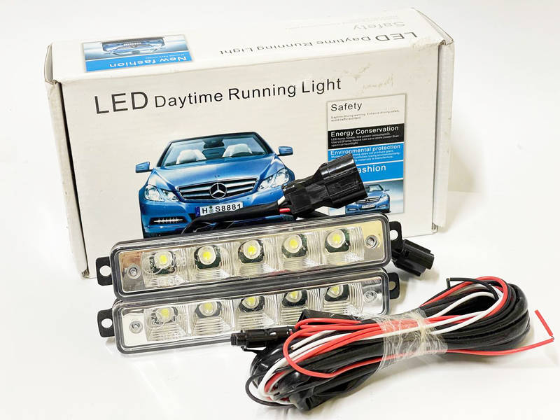 Дневные ходовые огни DRL-10 LED 10 диодов 12В 5Втх2шт 800Lm 190х38х28мм (2шт) 0087-02 (пр-во Завод) ВС - фото