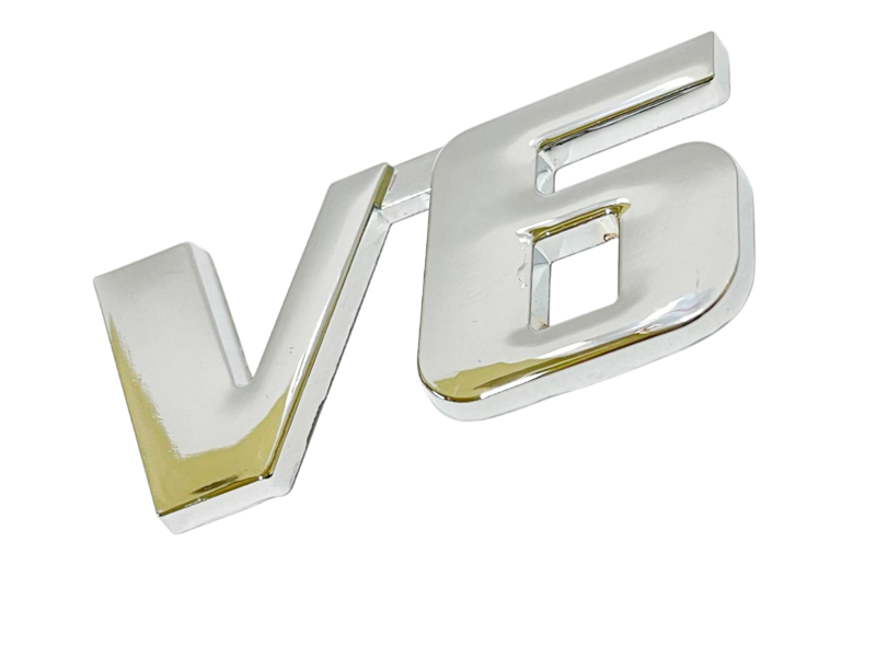 Эмблема надпись V6 58х26мм метал ХРОМ на скотче (пр-во Завод) СН - фото №2