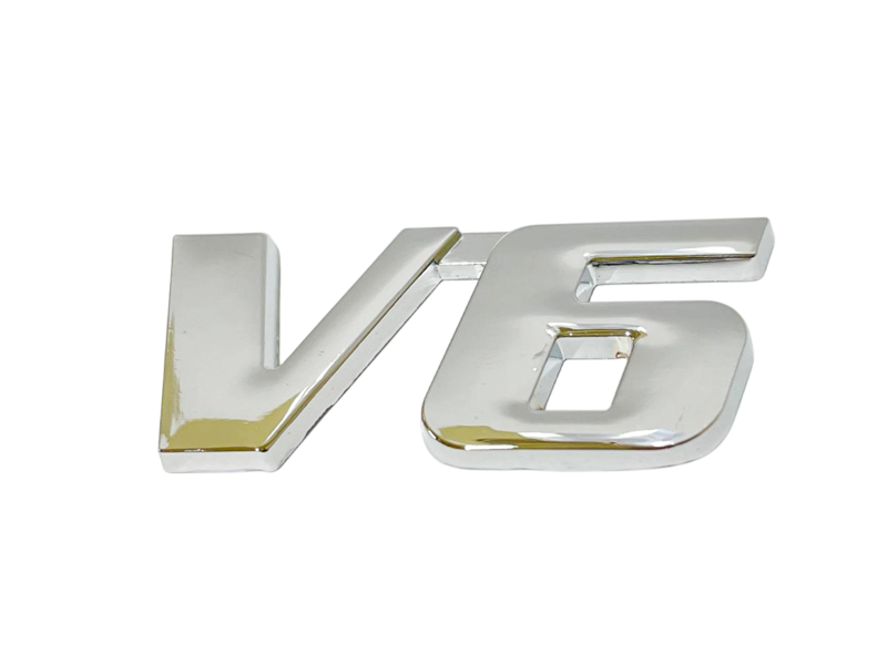 Эмблема надпись V6 58х26мм метал ХРОМ на скотче (пр-во Завод) СН - фото