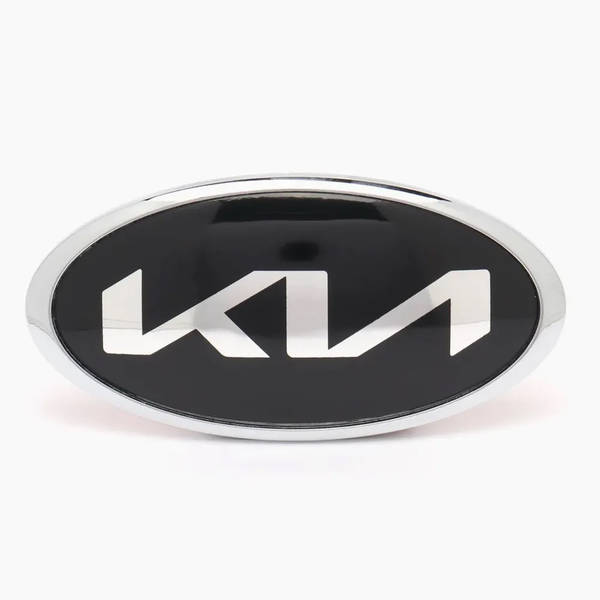 Эмблема KIA NEW TYPE ЧЕРНАЯ (новый шрифт) 150х75мм (обод ХРОМ) Алюминий+АБС (на скотче) (пр-во Завод) CH - фото №2
