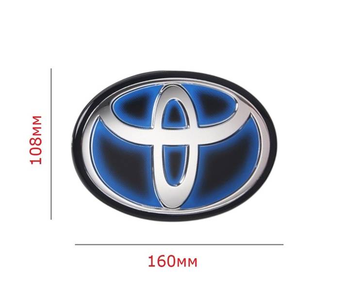 Эмблема TOYOTA (под стеклом) ЧЕРНАЯ + ГОЛУБАЯ 160х108мм (на скотче) (пр-во Завод) CH - фото №2