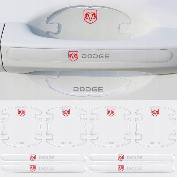 Защитные плёнки дверных ручек DODGE 8шт (4 наклейки под ручки+4 на ручки) СИЛИКОН (Завод) СН - фото