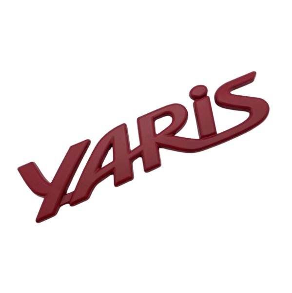 Эмблема надпись YARIS для Toyota КРАСНАЯ металл (на скотче) (пр-во Завод) CH - фото