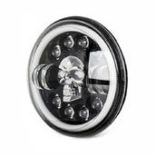Фара LED ВАЗ 2101, 2121, ГАЗ, УАЗ, иномарки, мото 7 дюймов 60W с черепом, RGB-подсветкой и поворотами СН
