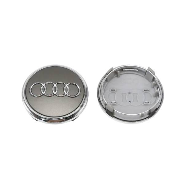 Колпак колеса Audi серая+хром d=61мм (колпачок, заглушка диска) 1шт (пр-во Завод) CH - фото