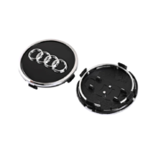 Колпак колеса Audi черная+хром d=61мм (колпачок, заглушка диска) 1шт (пр-во Завод) CH