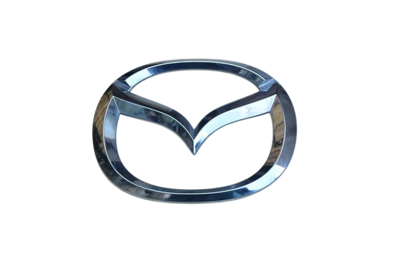 Эмблема MAZDA 105х84мм ХРОМ пластик (на скотче и 2 направляющих) (пр-во Завод) CH - фото
