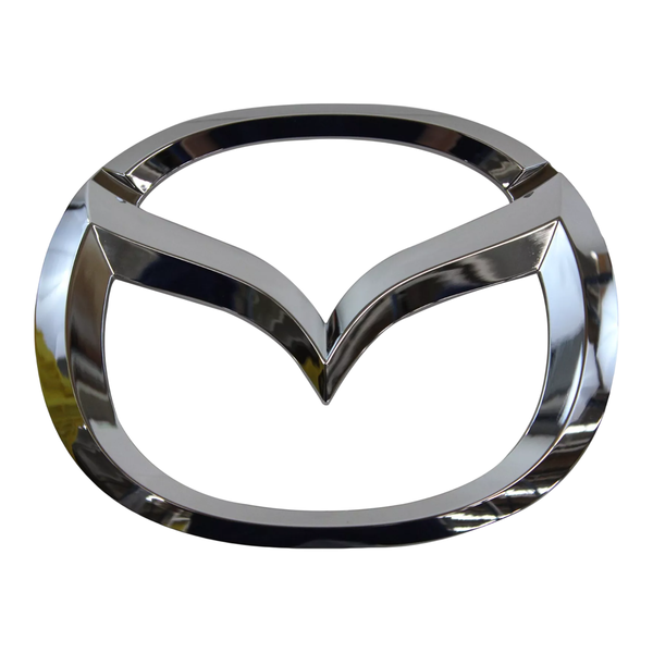 Эмблема MAZDA 115х93мм ХРОМ пластик (на скотче и 2 направляющих) (пр-во Завод) CH - фото