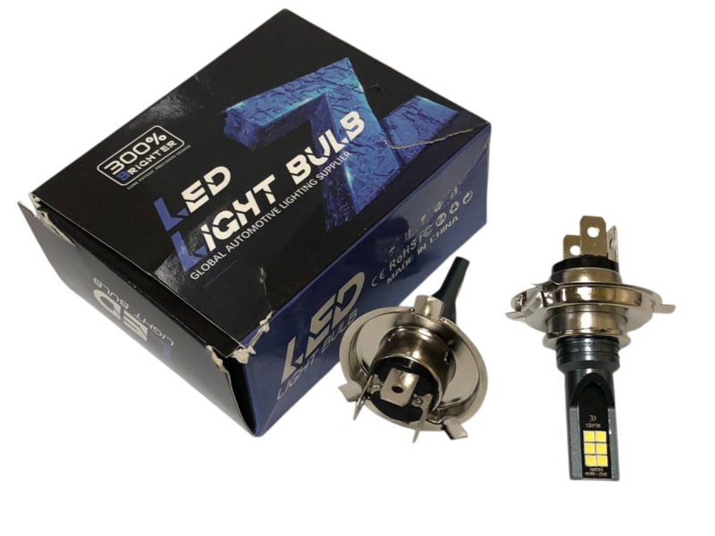 Лампа светодиодная LED Н4 (12-24В, 6000К, чип 3030) 2ШТ (пр-во Light Bulb) ВС7 - фото